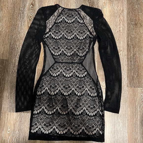 Mixed Lace & Fishnet Mini Dress - Picture 4 of 5